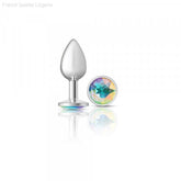 Cheeky Charms - Silver Metal Butt Plug - Round/Clear-French Quarter Lingerie